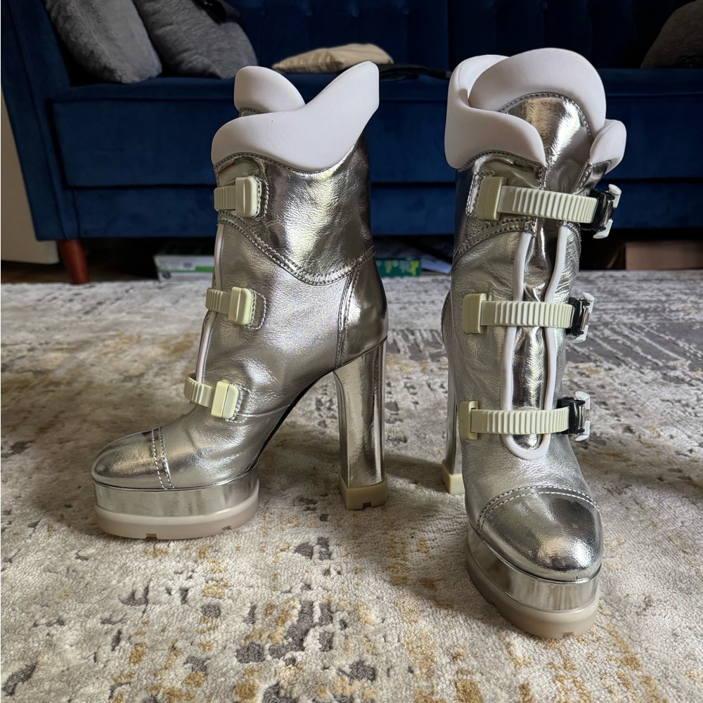 Casadei Silver Metallic Boots